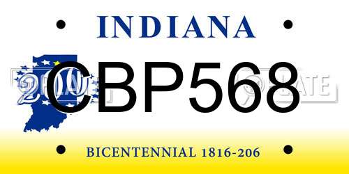 CBP568 Indiana License Plate