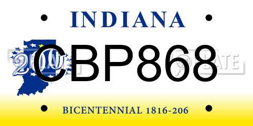 CBP868 Indiana License Plate