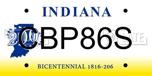 CBP86S Indiana License Plate