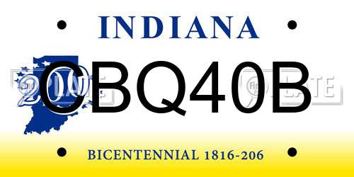 CBQ40B Indiana License Plate