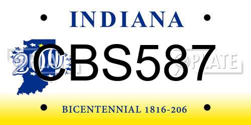CBS587 Indiana License Plate