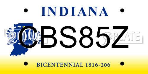 CBS85Z Indiana License Plate