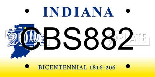 CBS882 Indiana License Plate