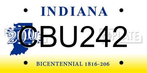 CBU242 Indiana License Plate