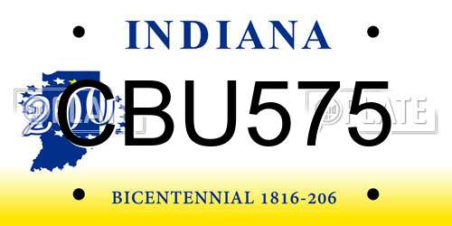 CBU575 Indiana License Plate