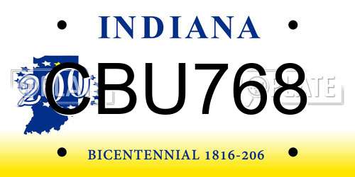 CBU768 Indiana License Plate