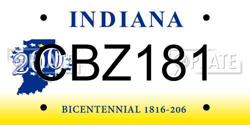 CBZ181 Indiana License Plate