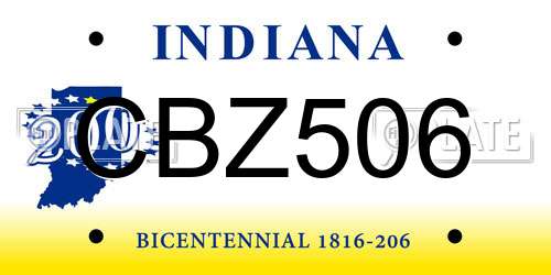 CBZ506 Indiana License Plate