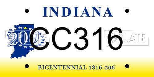 CC316 Indiana License Plate