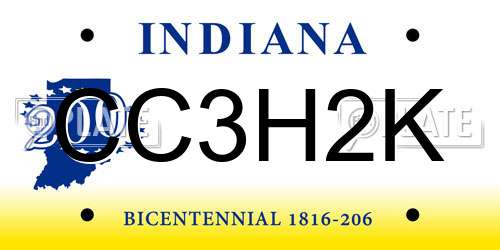 CC3H2K Indiana License Plate