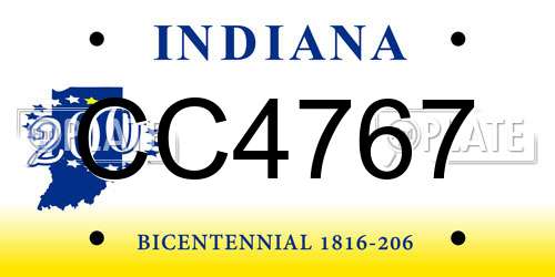 CC4767 Indiana License Plate