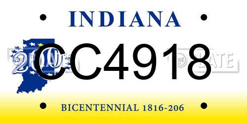 CC4918 Indiana License Plate