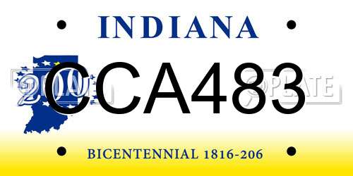 CCA483 Indiana License Plate