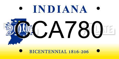 CCA780 Indiana License Plate