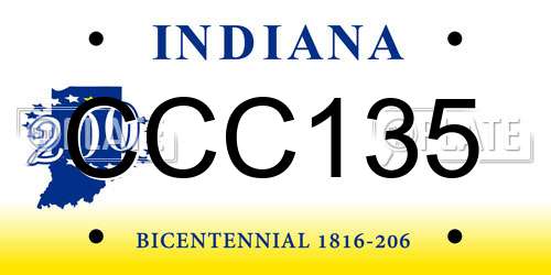 CCC135 Indiana License Plate