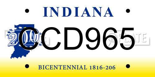 CCD965 Indiana License Plate
