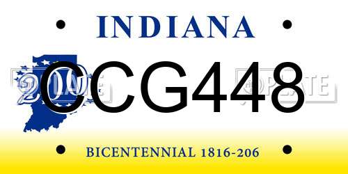 CCG448 Indiana License Plate