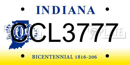 CCL3777 Indiana License Plate