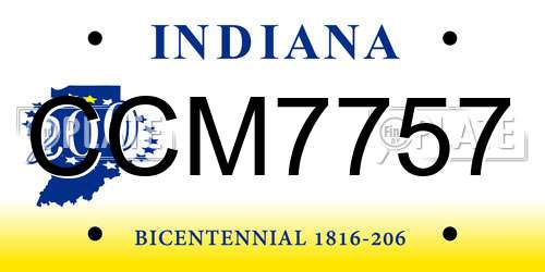 CCM7757 Indiana License Plate