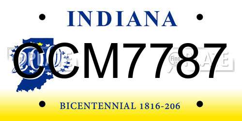 CCM7787 Indiana License Plate