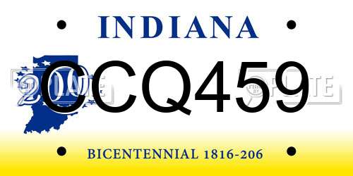 CCQ459 Indiana License Plate