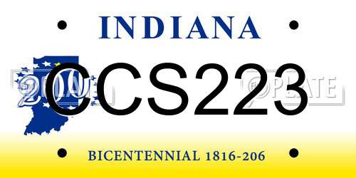 CCS223 Indiana License Plate