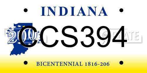 CCS394 Indiana License Plate