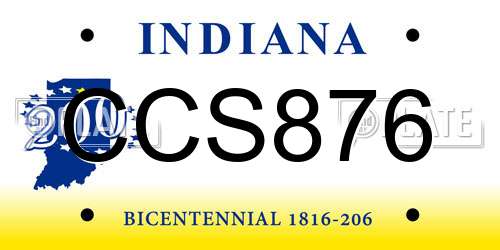 CCS876 Indiana License Plate