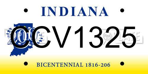 CCV1325 Indiana License Plate