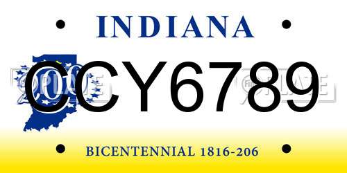 CCY6789 Indiana License Plate