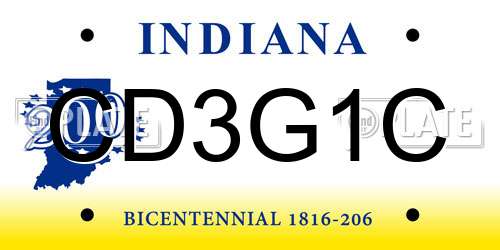 CD3G1C Indiana License Plate