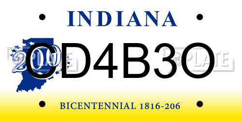 CD4B3O Indiana License Plate