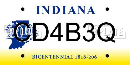 CD4B3Q Indiana License Plate