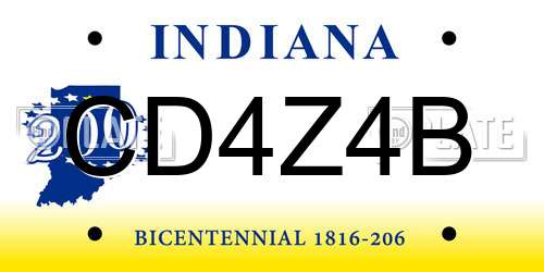 CD4Z4B Indiana License Plate