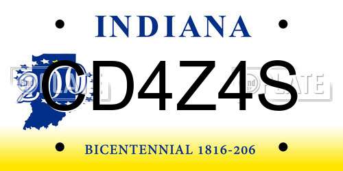 CD4Z4S Indiana License Plate