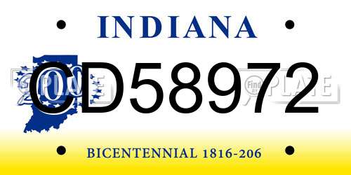 CD58972 Indiana License Plate