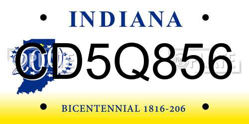 CD5Q856 Indiana License Plate