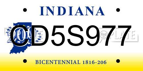 CD5S977 Indiana License Plate