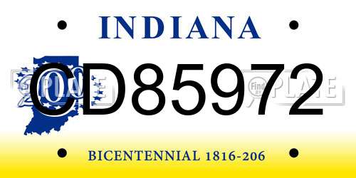CD85972 Indiana License Plate