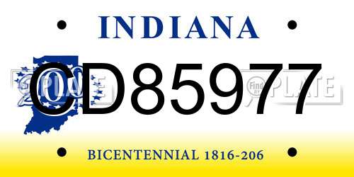 CD85977 Indiana License Plate