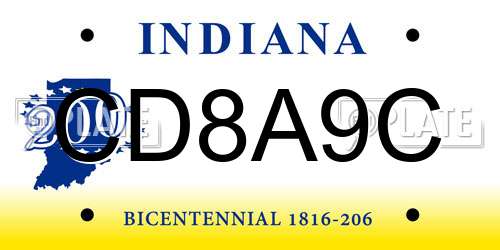 CD8A9C Indiana License Plate