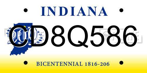 CD8Q586 Indiana License Plate