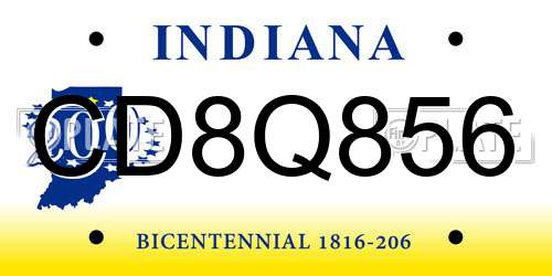 CD8Q856 Indiana License Plate