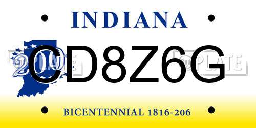 CD8Z6G Indiana License Plate