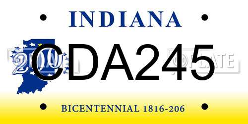 CDA245 Indiana License Plate
