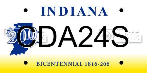 CDA24S Indiana License Plate