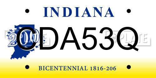 CDA53Q Indiana License Plate