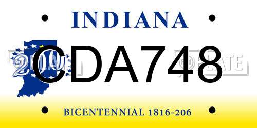 CDA748 Indiana License Plate