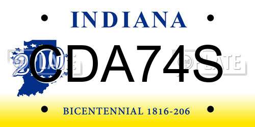 CDA74S Indiana License Plate