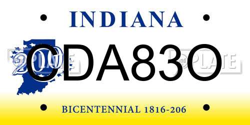 CDA83O Indiana License Plate